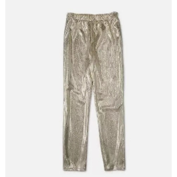 NWT Gold Sequin Pants Womens Large Sparkle Boho Chic Evening Club Glamcore Serra - Picture 1 of 3